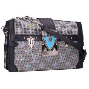 Louis Vuitton Malle Monogram LV Pop Shoulder Bag Gray Navy Blue Silver